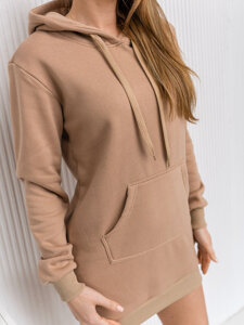 Felpa lunga con cappuccio da donna beige Bolf YS10003-A