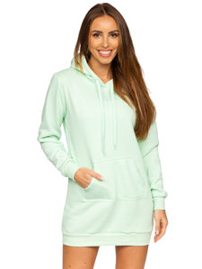 Felpa lunga con cappuccio da donna bverde menta Bolf YS10003-A