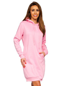 Felpa lunga con cappuccio da donna rosa chiaro Bolf YS10005-A