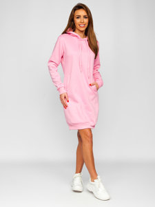 Felpa lunga con cappuccio da donna rosa chiaro Bolf YS10005-A