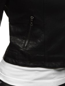 Giacca biker in pelle da donna nera Bolf 2071