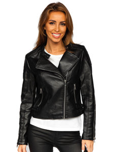 Giacca biker in pelle da donna nera Bolf BF5935502