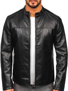 Giacca biker in pelle da uomo nera Bolf 11Z8019