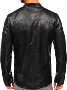 Giacca biker in pelle da uomo nera Bolf 11Z8019