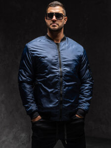 Giacca bomber di mezza stagione da uomo blu Bolf AK95A1