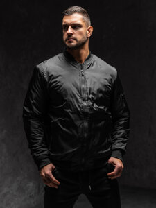 Giacca bomber di mezza stagione da uomo nero Bolf AK95A1