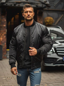 Giacca bomber di mezza stagione da uomo nero Bolf AK95A2