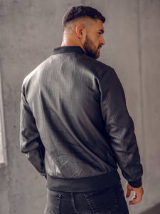 Giacca bomber in pelle da uomo nera Bolf 3A65B