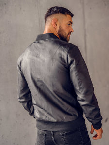 Giacca bomber in pelle da uomo nera Bolf 3A66B