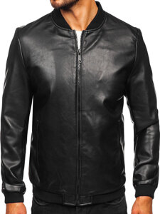 Giacca bomber in pelle da uomo nero Bolf 11Z8105