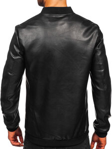 Giacca bomber in pelle da uomo nero Bolf 11Z8105