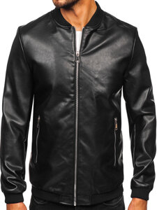 Giacca bomber in pelle da uomo nero Bolf 11Z8106