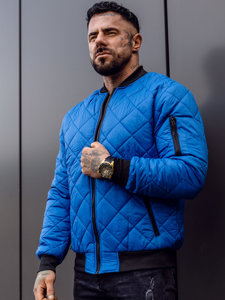 Giacca con trapuntate mezza stagione tipo bomber da uomo azzurra Bolf MY-01