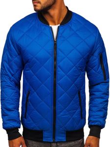 Giacca con trapuntate mezza stagione tipo bomber da uomo azzurra Bolf MY-01