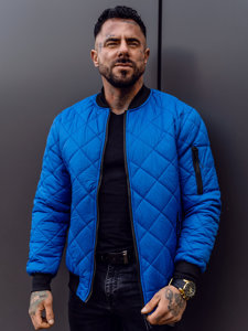 Giacca con trapuntate mezza stagione tipo bomber da uomo azzurra Bolf MY-01