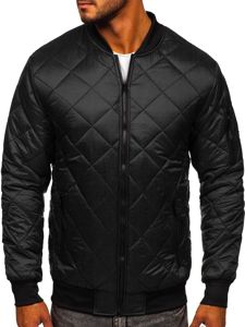 Giacca con trapuntate mezza stagione tipo bomber da uomo nera Bolf MY-01