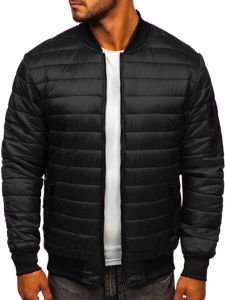 Giacca con trapuntate mezza stagione tipo bomber da uomo nera Bolf MY-02