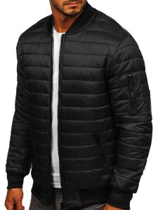 Giacca con trapuntate mezza stagione tipo bomber da uomo nera Bolf MY-02