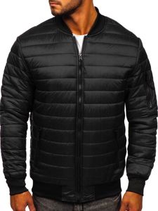 Giacca con trapuntate mezza stagione tipo bomber da uomo nera Bolf MY-02