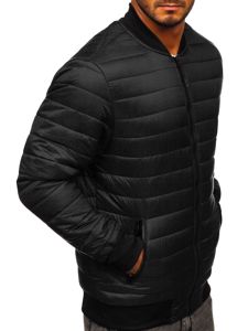 Giacca con trapuntate mezza stagione tipo bomber da uomo nera Bolf MY-02