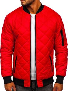 Giacca con trapuntate mezza stagione tipo bomber da uomo rossa Bolf MY-01