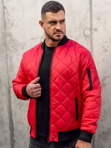 Giacca con trapuntate mezza stagione tipo bomber da uomo rossa Bolf MY-01