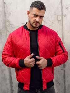 Giacca con trapuntate mezza stagione tipo bomber da uomo rossa Bolf MY-01