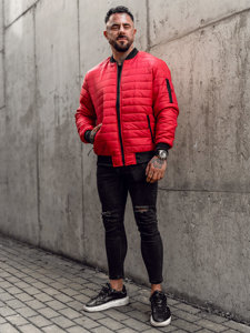 Giacca con trapuntate mezza stagione tipo bomber da uomo rossa Bolf MY-02