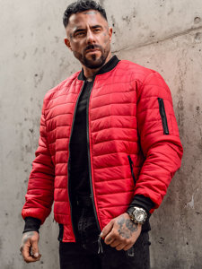 Giacca con trapuntate mezza stagione tipo bomber da uomo rossa Bolf MY-02