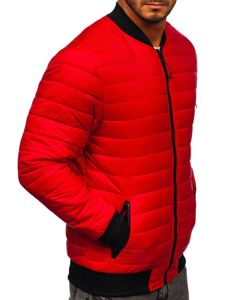 Giacca con trapuntate mezza stagione tipo bomber da uomo rossa Bolf MY-02