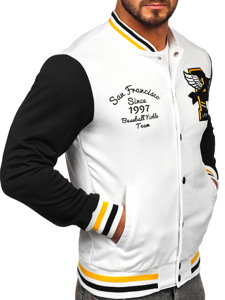 Giacca da baseball bomber mezza stagione da uomo bianca Bolf HS7208