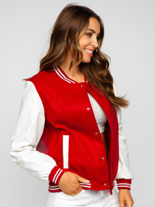 Giacca da baseball mezza stagione bomber da donna rossa Bolf 16M9069