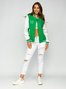 Giacca da baseball mezza stagione bomber da donna verde Bolf 16M9067