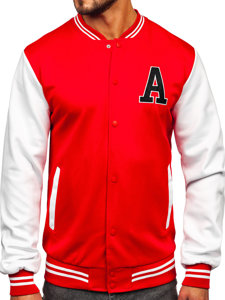 Giacca da baseball mezza stagione tipo bomber da uomo rossa Bolf 8B1157