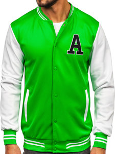 Giacca da baseball mezza stagione tipo bomber da uomo verde Bolf 8B1157