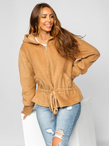 Giacca da donna cappotto corto con cappuccio beige Bolf 9320