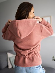 Giacca da donna cappotto corto con cappuccio rosa Bolf 9320