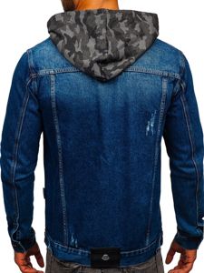 Giacca di jeans con cappuccio da uomo blu Bolf RB9824-1