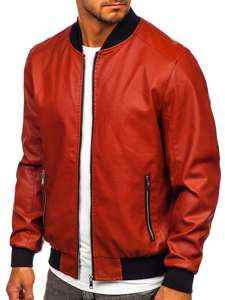 Giacca di pelle tipo bomber da uomo arancione Bolf 1147