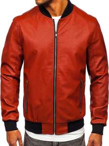 Giacca di pelle tipo bomber da uomo arancione Bolf 1147