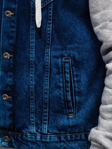 Giacca in denim con cappuccio da uomo blu Bolf 211902