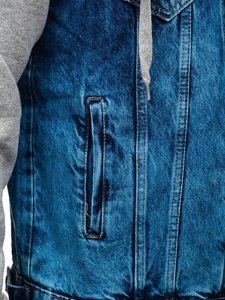 Giacca in denim con cappuccio da uomo blu Bolf 211902