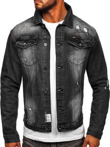 Giacca in denim da uomo nera Bolf MJ511G