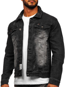 Giacca in denim da uomo nera Bolf MJ525N