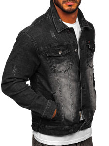 Giacca in denim da uomo nera Bolf MJ525N