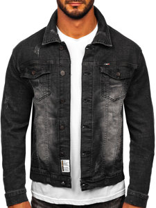 Giacca in denim da uomo nera Bolf MJ525N