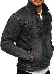 Giacca in denim da uomo nera Bolf RC61125W1