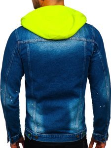 Giacca in jeans con cappuccio da uomo blu Bolf 1-2