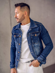 Giacca in jeans da uomo azzurra Bolf 200A