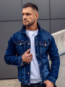 Giacca in jeans da uomo blu inchiostro Bolf 200A